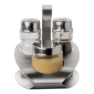 RVS ProSup Menage 3-delig peper, zout en mosterd