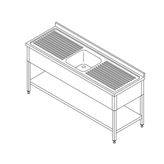 Maxima Spoeltafel - 140x70cm - 1 Wasbak - incl. Spatrand en Onderschap