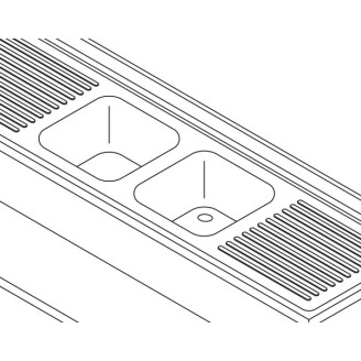 Maxima Spoeltafel - 190x70cm - 2 Wasbakken incl Spatrand en Onderschap