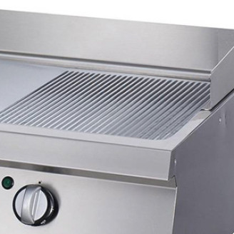 Maxima Heavy Duty Grillplaat - Half Gegroefd Chroom - Dubbel - 70 cm Diep - Elektrisch