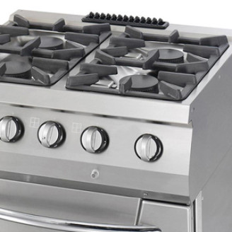Maxima Heavy Duty Fornuis - 4 Pitten - Dubbel - 70 cm Diep - 37 kW - Gas incl. Oven