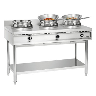 Bartscher gas woktafel - staand model, 3 branders