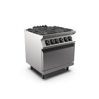 Mareno m1-700 gasfornuis 4 branders en gn 2/1 elektrische oven - 80cm