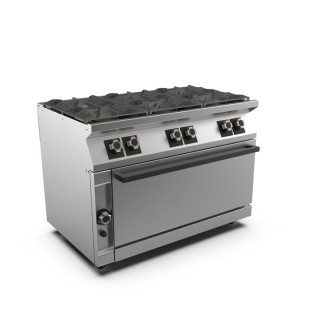 Mareno m1-700 gasfornuis 6 branders, extra brede gasoven, 120cm