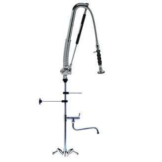 Gastro-inox automatische voorspoeldouche - draaihendels en zwenkkraan