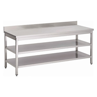 Gastro-inox RVS werktafel met dubbel onderblad 1100x600x880mm