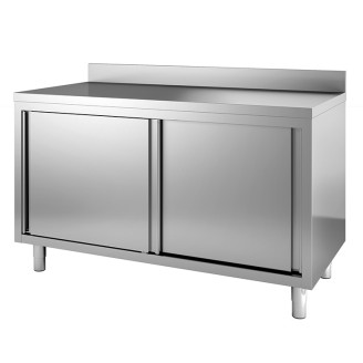 Gastro-inox RVS werkbank met schuifdeuren 1400(l)x800(d)x880(h)mm