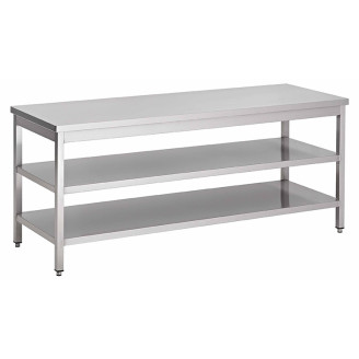 Gastro-inox RVS werktafel met dubbel onderblad 900x600x880mm