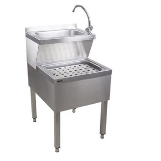 Gastro-inox wasbak met afdruipbak en kraan, RVS aisi 304