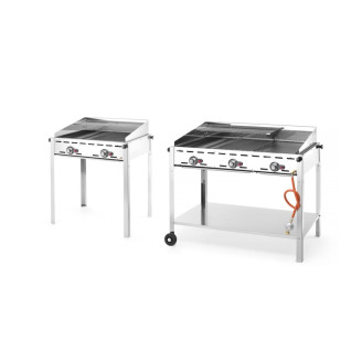 Hendi Green Fire met 3 branders, Profi Line, Uitgerust met een onderplateau en wielen., 17,4kW, 1078x612x(H)825mm