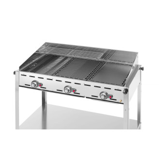 Hendi Green Fire met 3 branders, Profi Line, Uitgerust met een onderplateau en wielen., 17,4kW, 1078x612x(H)825mm