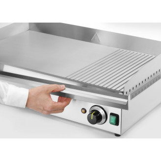 Hendi elektrische bakplaat 2-zones 1/3 geribbeld Kitchen Line