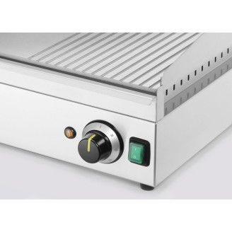 Hendi elektrische bakplaat 2-zones 1/3 geribbeld Kitchen Line