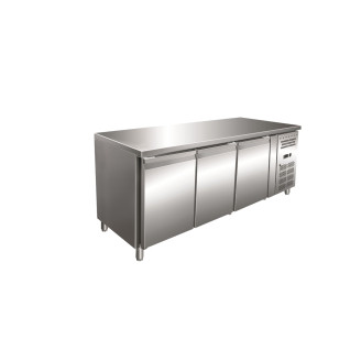 Gastro-Inox RVS GN koelwerkbank met 3 deuren, geforceerd gekoeld