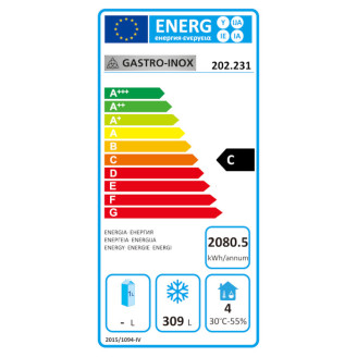 Gastro-Inox RVS GN vrieswerkbank met 3 deuren, geforceerd gekoeld