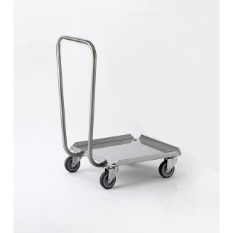 Tournus RVS korvenwagen 500x500mm, met duwbeugel