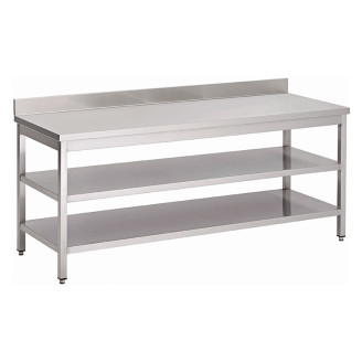 Gastro-inox RVS werktafel met dubbel onderblad 700x700x880mm