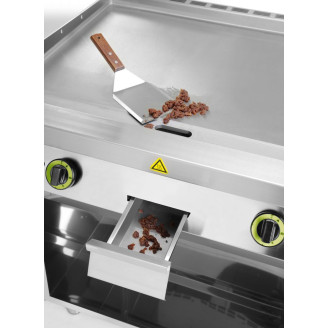 Hendi Gladde gasgrillplaat gemonteerd op een onderkast, gesloten aan drie zijden, Kitchen Line, 10kW, 800x700x(H)900mm