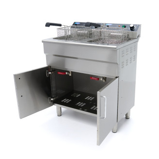 Maxima Frituurpan - 2 x 16 L - 2 Manden - met Tapkraan en Opbergruimte - 230V