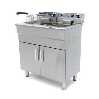 Maxima Frituurpan - 2 x 16 L - 2 Manden - met Tapkraan en Opbergruimte - 230V