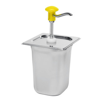 Kalando GN1/6 dispenser met gele drukknopbediening - 3L