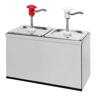 Kalando 2x GN1/6 dispenser met witte/rode drukknopbediening - 3L
