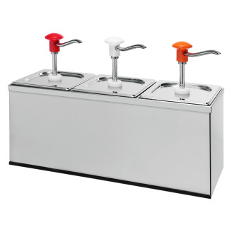 Kalando 3x GN1/6 dispenser met witte/rode/gele drukknopbediening - 3L