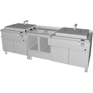 2x MKN friteuse K&Ouml;LN met FrySafe, 32 kW, uitschepsysteem midden