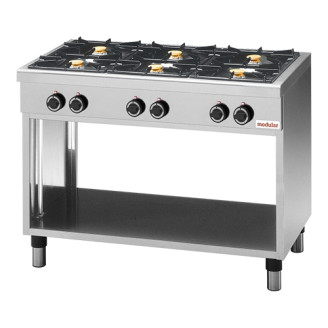Modular Gas 6-pits kooktafel - open onderstel