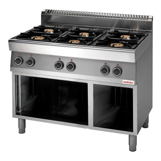Modular Gas 6-pits kooktafel - open onderstel