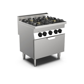 Mareno m0-700 line gasfornuis met 4 branders en gn 2/1 gasoven - 80cm