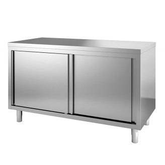 Gastro-inox RVS werkbank met schuifdeuren 1300(l)x600(d)x880(h)mm