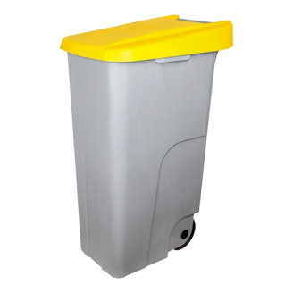 Afvalcontainer - verrijdbaar - 600092, geel - 110 liter, afm. 420x570x880 mm. (bxdxh)