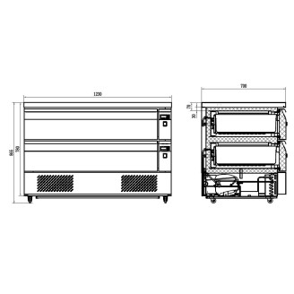 Combisteel Koel/vrieswerkbank, 2 lade 6x 1/1gn