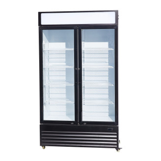 Combisteel koelkast 2 glasdeuren zwart/wit
