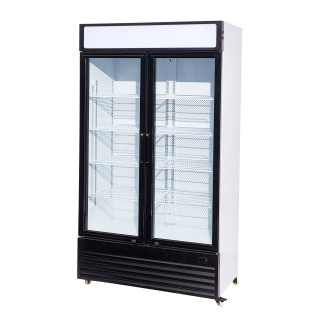 Combisteel koelkast 2 glasdeuren zwart/wit