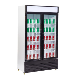 Combisteel koelkast 2 glasdeuren zwart/wit