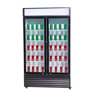 Combisteel koelkast 2 glasdeuren zwart/wit
