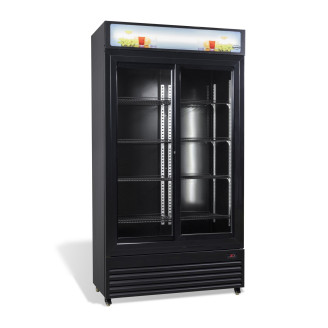Combisteel - koelkast schuif glasdeuren 780l Zwart