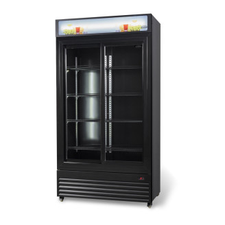 Combisteel - koelkast schuif glasdeuren 780l Zwart