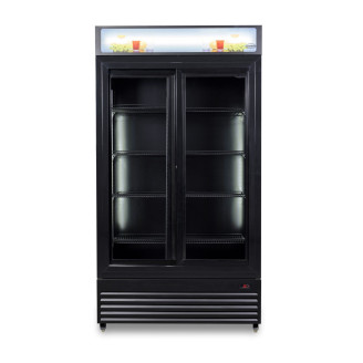 Combisteel - koelkast schuif glasdeuren 780l Zwart