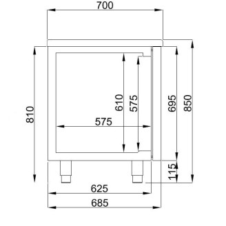 Combisteel 700 koelwerkbank 6 laden monoblock 474 Liter