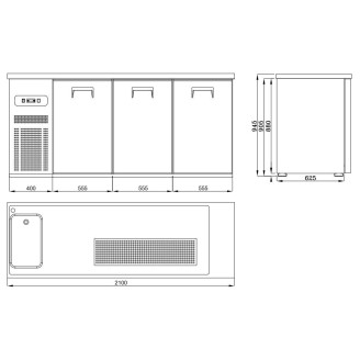 Combisteel Bierkoeler 3 deuren 1l