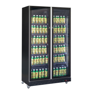Combisteel koelkast - 2 glasdeuren - zwart