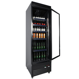 Combisteel glasdeur koelkast zwart CEB-500R BL, 1 deur