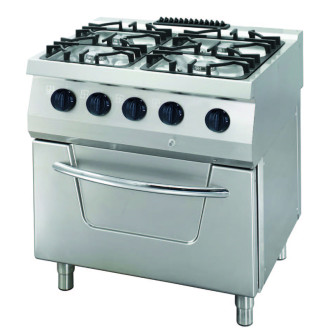 Maxima Heavy Duty Fornuis - 4 Pitten - Dubbel - 70 cm Diep - 33 kW - Gas incl. Elektrische Oven