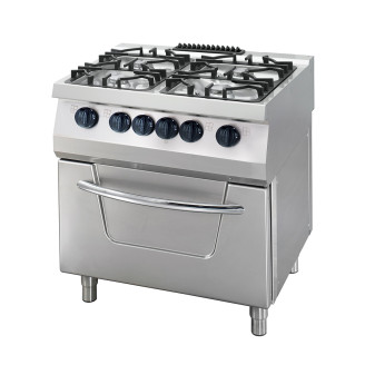 Maxima Heavy Duty Fornuis - 4 Pitten - Dubbel - 70 cm Diep - 36 kW - Gas incl. Elektrische Oven