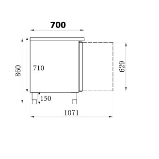 Combisteel 700 koelwerkbank 4 deurs 553 liter