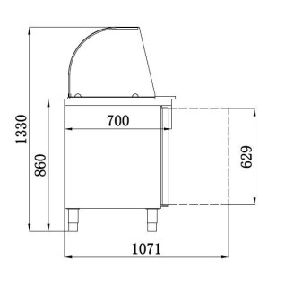 Combisteel Koelwerkbank glasopstand 3 deurs