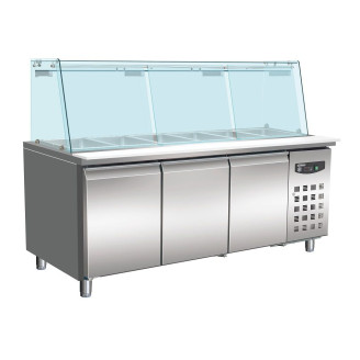 Combisteel Koelwerkbank glas recht 3 deuren